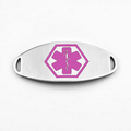 Pink Medical Symbol 1 1/2 Inch Stainless Steel Oval ID Tag